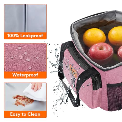 Image of Lifewit Medium Lunch Bag, Insulated Lunch Box, Soft Cooler Cooling Tote for Adult Men Women, Pink 12-Can (9L)