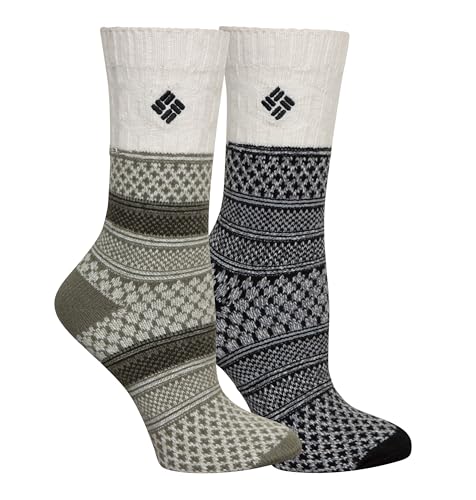 Columbia Women's Super Soft Micro Poly Texture Crew Socks 2 Pair, St. Green/Charcoal, One Size