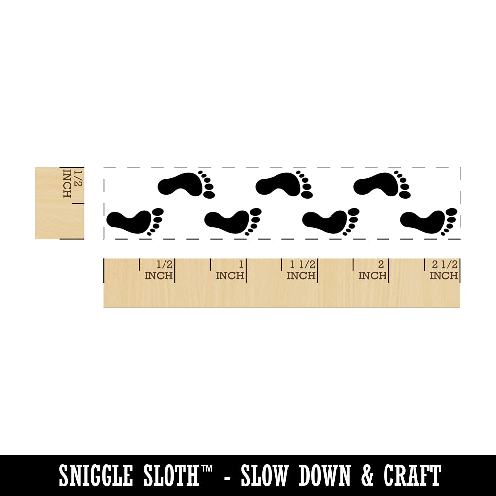 Footprint Tracks Rectangle Rubber Stamp for Stamping Crafting - 2.50in Small