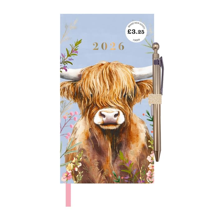 2026 Limited Edition Hugo the Highland Cow Slim Charity Diary & Pen