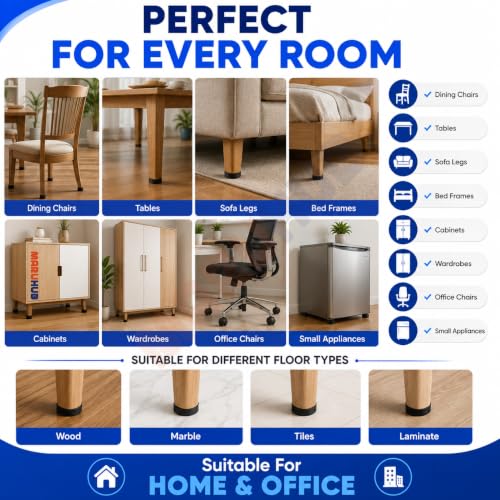 Image of MaruHub Chair Leg Floor Protectors 32 Pcs | Self Adhesive EVA Furniture Pads 1.8 cm Round | Furniture Rubber Pads | Anti Scratch | Anti Slip | Noise Reduction | Table Sofa Cabinet Bed Protectors