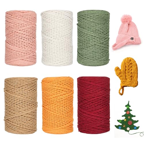 Makramee Garn 6er Set, 1mm x 100m Macrame Cord Makramee Schnur...