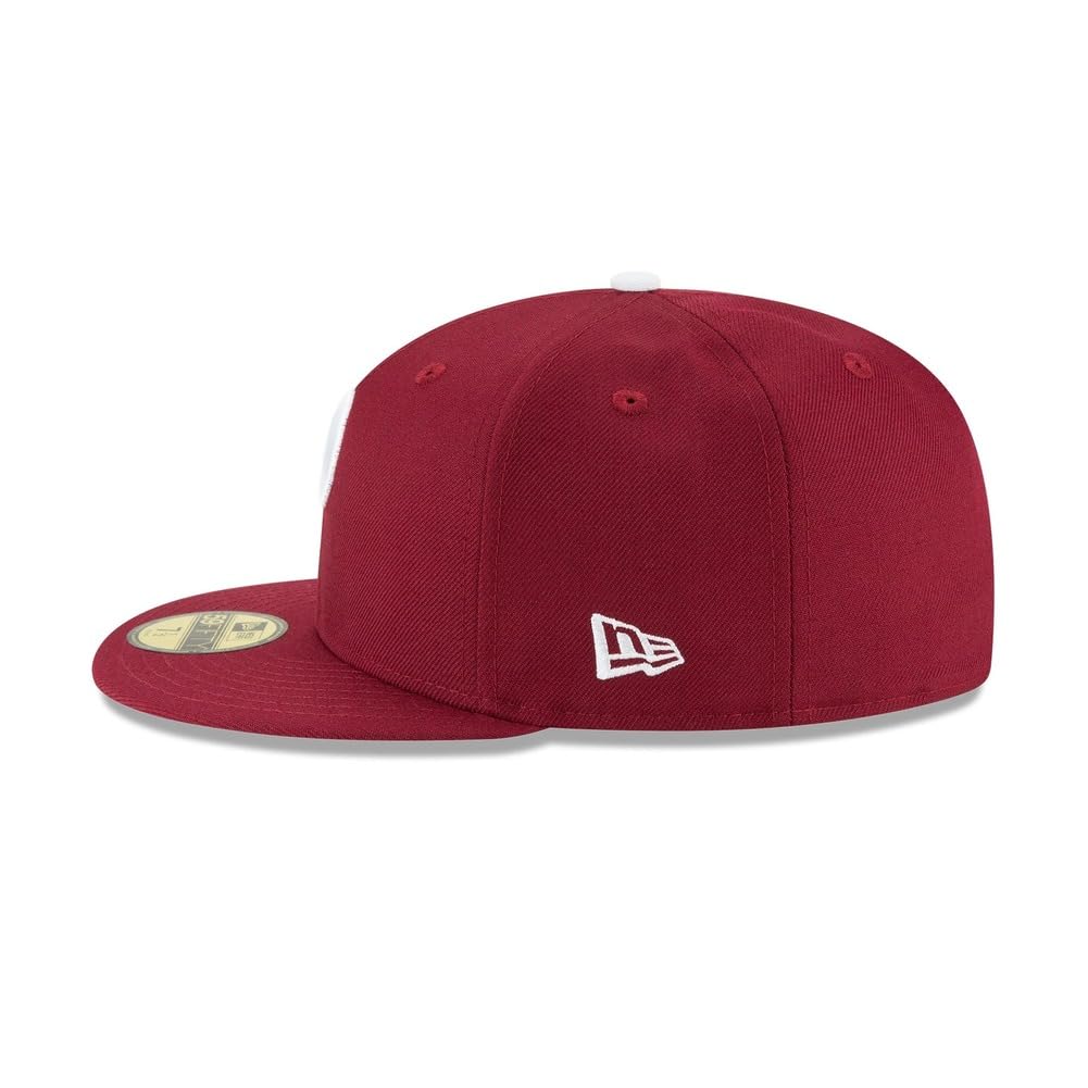 New Era MLB 59FIFTY Philadelphia Phillies Maroon Team Color Cooperstown Authentic Collection Fitted On Field Baseball Cap Hat