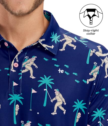 Tipsy Elves Men's Athletic Fit Golf Polo Shirt - Performance Golf Shirt for Men w/ 4-Way Stretch Moisture Wicking Fabric4