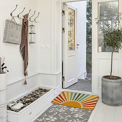 Burosev Boho Abstract Art Sun Decorative Doormat, Bohemian Sunrise Sunset Floor Mat, Rustic Sunshine Farmhouse Decor For Home Indoor Outdoor Front Porch Door Mat (17 X 30 Inch) #TOP1