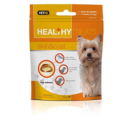 Mark & Chappell VetIQ - Snacks Healthy Treats apoyo a piel y pelaje para perros y cachorros (70g) (Variado)