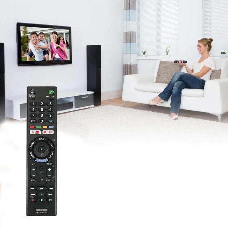 Image of Universal Replacement Remote Control for Sony Bravia TVs - Compatible with LCD, LED, UHD, OLED, and QLED 4K Ultra HD Models. Features YouTube and Netflix Hotkeys