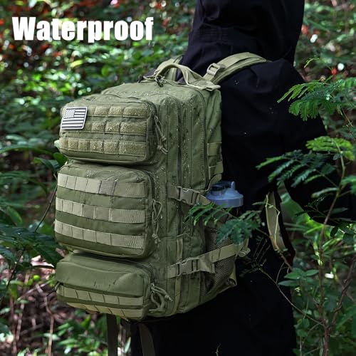 Image of Military Tactical Backpack 25L Day Backpack for Men Molle Army 3 Days Assault Pack Bug Out Bag Water Resistant and Heavy Duty Hiking Treeking Rucksack - Dark Green