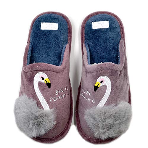 Women's swan Animal Embroidered Flamingos Memory Foam Warm Slippers Indoor Outdoor2