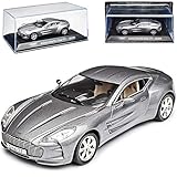 Agostini Aston-Martin One-77 Coupe Grau 2009-2012 mit Sockel und Vitrine 1/43 Ixo Modell Auto