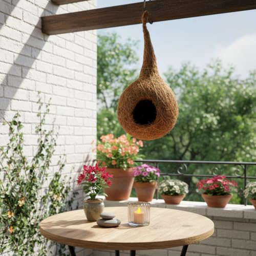 Image of Xtore Nestique Hanging Fiber Planter | Handwoven Cocoon-Style Plant Holder for Balcony & Indoor Decor - (Natural, 1 Piece)