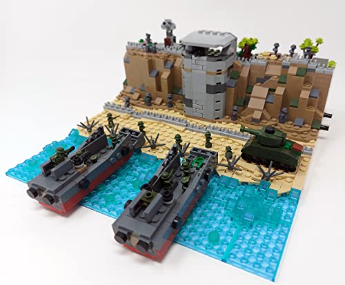 Nano Soldiers Omaha Beach WW2 Bausteine Diorama inkl. 24 Nano Soldaten, 723 Klemmbausteine