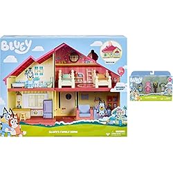 2021 Bluey Family Holiday Home Playset with 10 Furniture Items, Bundled with Bluey Friends Poseable 4-Pack Figures…