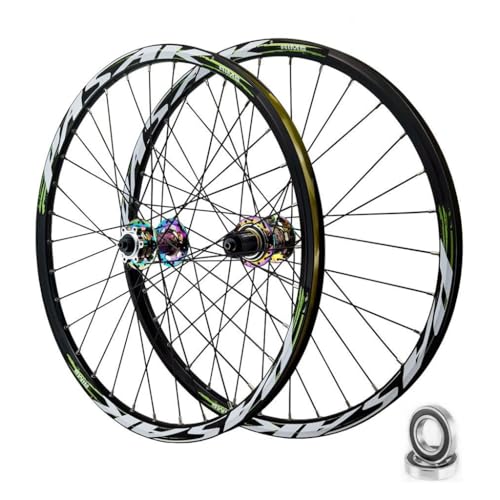 MTB ホイールセット 24インチ 26インチ 27.5インチ 29 ER、クイックリリースディスクブレーキ 32H マウンテンバイクホイール 高強度アルミニウム合金リム ブラック バイクホイール 7/8/9/10/11/12スピード用(カラー:クロム、サ