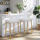 RNKSFX Juego de 2 taburetes de bar blancos y dorados para encimera de cocina, sillas de bar industriales