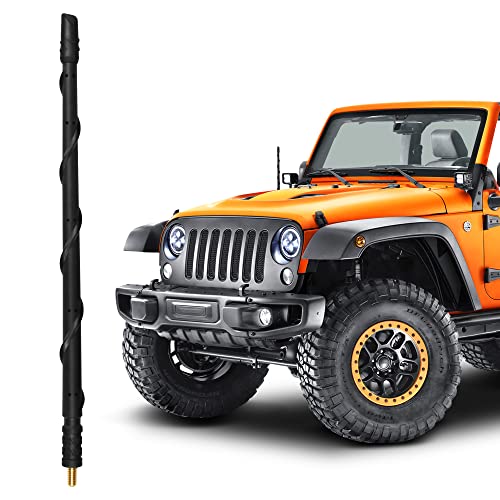 Image of BASIKER Antenna Fit for Jeep Wrangler Gladiator Rubicon JK JL JT Sahara | 2007-2025 2026, Unique Design, 13 Inch Truck Offroad Car Replacement Antenna Fit for Jeep Accessories, Enhance Radio Signal
