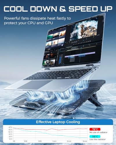 Base para laptop con 6 ventiladores y 7 niveles ajustables miniatura 2