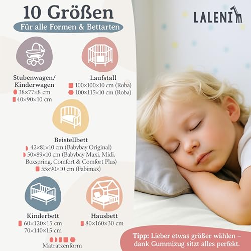 Laleni Jersey Spannbettlaken, 100x115cm, für Baby Beistellbett & Stubenwagen, 100% Baumwolle, Oeko-TEX Zertifiziert, Ivory – Ansicht 2