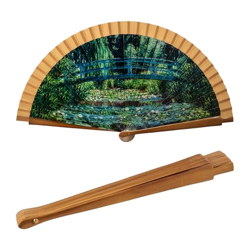 Abanico Plegable en Tela Estampada de Algodón sobre Madera. Colección (El Puente Monet)