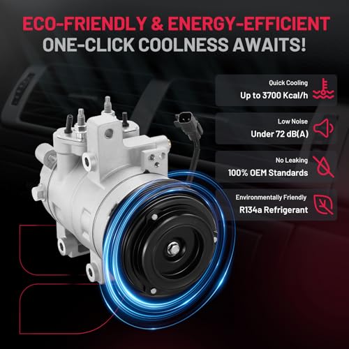 BDFHYK Air Conditioning A/C Compressor with Clutch compatible with Ford Mustang 5.0L 2011-2017, Mustang 5.2L 2015-2022, Replacement BR3Z19703B, FR3Z19703B, FR3Z19703E, FR3Z19703L, 167661, 168661