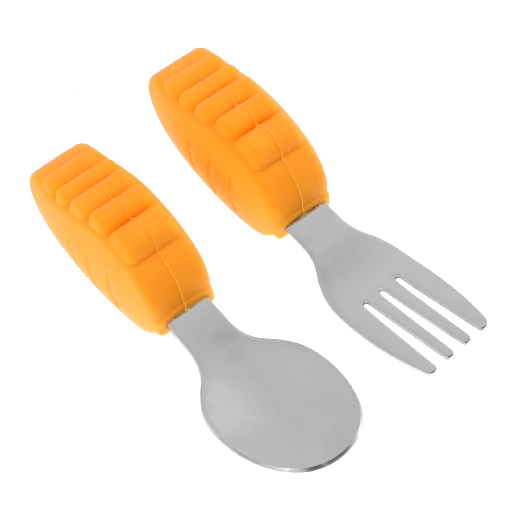 SUPVOX Baby Learning Utensil Set 2-piece Fork Spoon Short Handles Safe Comfortable for Toddlers