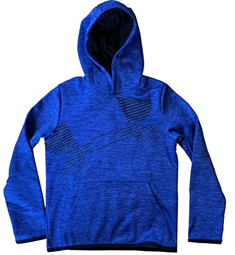 Under Armour Boys ColdGear Pullover Loose Fit Fleece Lined Logo Hoodie Sweatshirt (Blue, Medium)