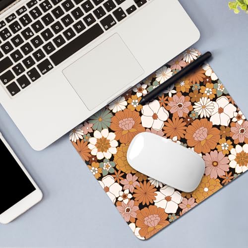 Image of FROGIGO Mouse Pad with Stitched Edges - Cute Floral Mousepad for Women, 9.25 x 7.75 inch Washable Square Desk Pad, Non-Slip Rubber Base, Office Home Laptop Accessories - Autumn Daisy