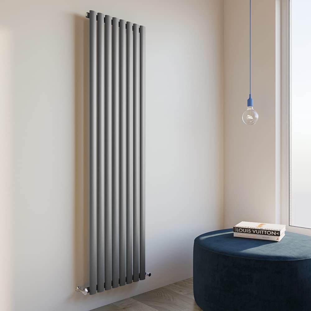 Oval Column Radiator 1800x472mm Vertical Design Single Central Heating Anthracite Rad โ image 1