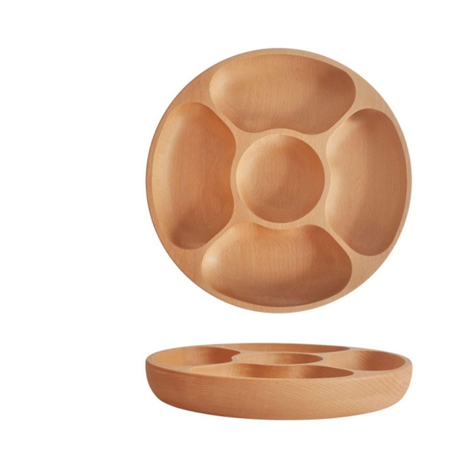 Ciotola per frutta multi-divisa, in legno, per frutta secca, dessert, vassoio rotondo per esposizione torte, decorazione per feste di compleanno, casa (M)