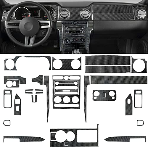 Car Interior Accessories 33PCS Carbon Fiber Complete Set of Interior Decals Decorative Set for Ford Mustang 2005-09