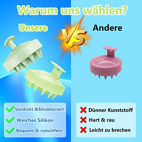 Phantasy® Kopfhaut Massagebürste, Shampoo Silikon Haarbürste für Peeling und Kopfmassage verwendet werden, um die Durchblutung der Kopfhaut zu verbessern, Avocado Grün