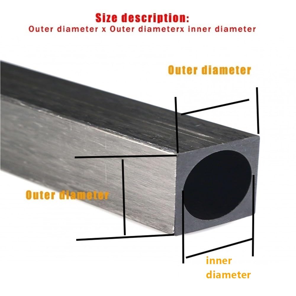 Tubo rectangular de fibra de carbono de 4 piezas, tubos de fibra de carbono con círculo interior y cuadrado exteri0r, tubo cuadrado de fibra de carbono(8x5x500mm)