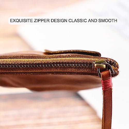 Genuine cowhide - Coin Purse for Men & Women - Leather Coin Pouch - Zipper Coin Purse Wallet - Leather Zipper Storage Bag - Coin Organizer (Black)3