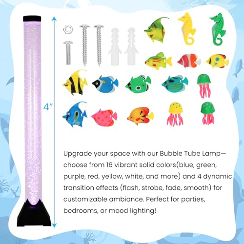 4FT Sensory LED Bubble Tube Lamp with Color-Changing Lights – Soothing Water Bubble Effects for Kids with Autism & ADHD, Stress Relief for Adults, (One Set, Not Five Sets) - Image 5