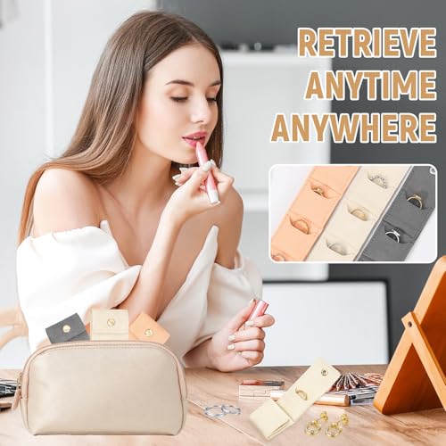 Fonyet Lot de 3 mini sacs à bijoux de voyage pliables avec 4 sacs de rangement et boucle - En cuir - Pour boucles d'oreilles, bagues, colliers – vue 7