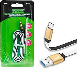 Cabo Universal V8, entrada USB com saída Micro USB, carregamento rápido, flexível, 1 metro de comprimento, Android