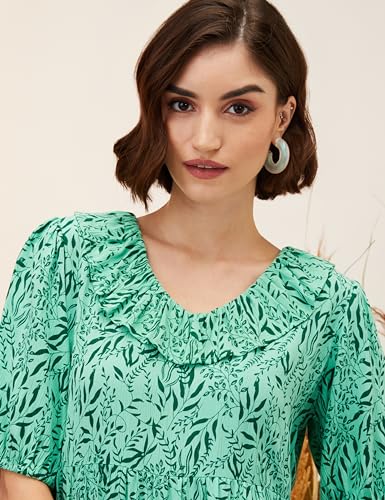 Image of Amazon Brand - Eden & Ivy Women's Crinkled Rayon Fit and Flare One Piece Knee-Length Dress (Available in Plus Sizes)