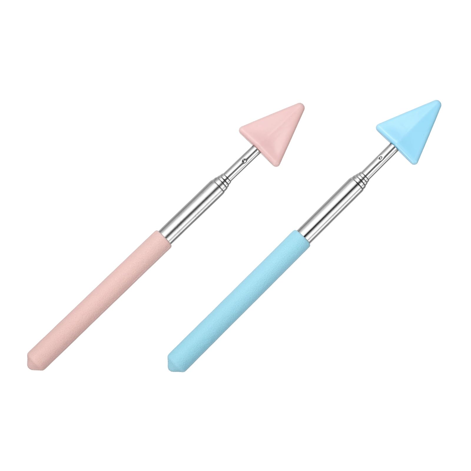 PATIKIL 2 PCS Pointer Finger Stick, Teacher Finger Pointer Stick Retractable Whiteboard Hand Presenters Extendable Telescopic for Classroom Teachers Reading Study Arrow, Pink, Blue