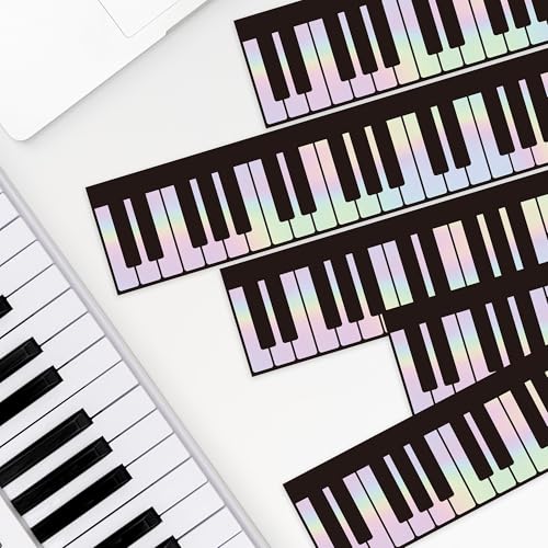 Image of BeYumi Piano Keyboard Border Trim - 65ft Back to School Musical Keyboard Holographic Straight Rolled Border Trim Iridescent Music Keys Bulletin Board Classroom Office Chalkboard Door Party Decoration