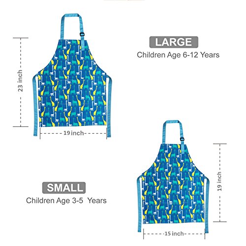 Jennice House Kids Aprons, Cotton Children Aprons with Adjustable Neck Strap Child Chef Aprons