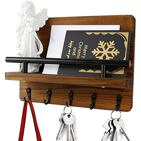Sterneer Llavero de Madera para Pared con 5 Ganchos para Llaves Cover