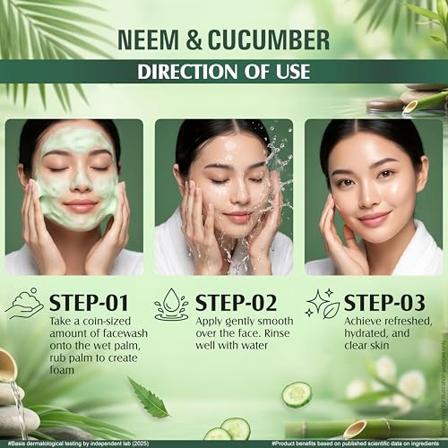 Image of Multani Naturals Neem & Cucumber Face Wash 150ml (Pack of 2) | Ayurvedic Herbal Cleanser Face Wash | Oil Control, Acne Care & Deep Cleansing | SLS & Paraben Free, Dermatologically Tested | For All Skin Types