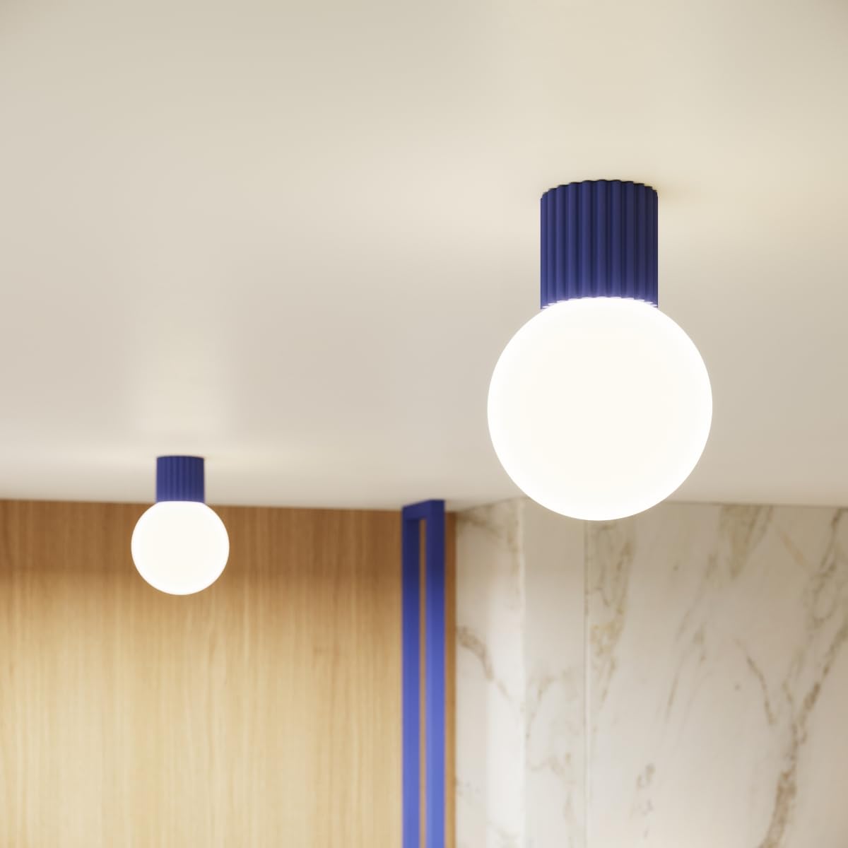 SOLLUX lighting Lampada da Parete Interno - Applique da Parete in Alluminio e Vetro -1 Paralume - Lampadina LED - Ultramarino Halo