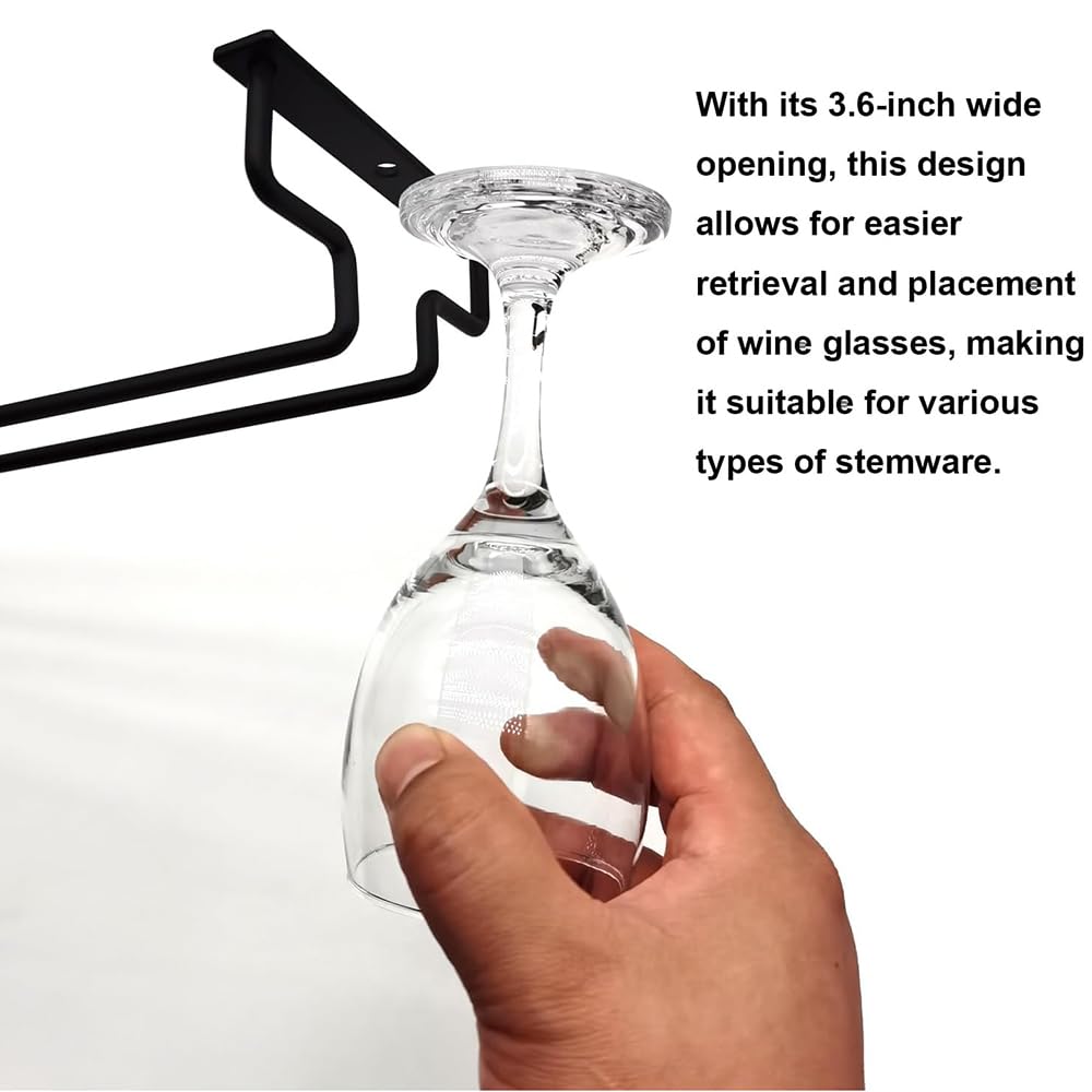 HEYOUTH Support Verre a Pied Suspendu,Porte Verre a Pied Suspendu,Porte Verres Suspendu,4 Pièces 40cm Porte-verres à Vin Peut contenir 32 à 40 verres à vin avec Vis pour Cuisine Café Bar Restaurant