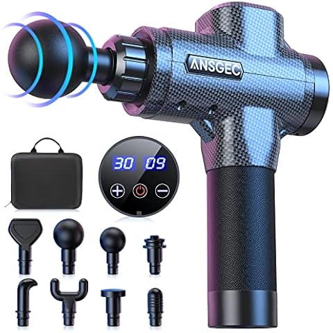 Pistola de Masaje Muscular ANSGEC con 30 Niveles Ajustables y 8 Cabezales Cover