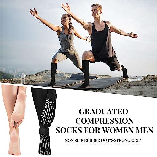 Xtinmee 6 Pairs Compression Socks for Women Men 20-30 mmHg Anti Skid Hospital Compression Sock with Non Slip Grips for Safety3