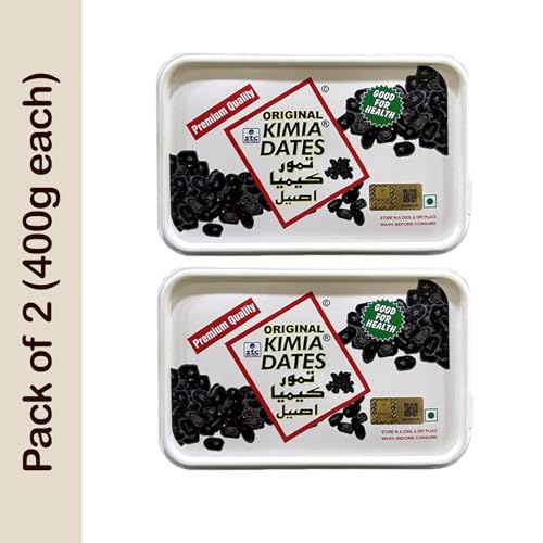 Image of Kimia Dates Original Mazafati Dates - Pack of 2 (400gm Each) | Juicy & Delicious Khajoor, Khajur | Healthy Snacks | Rich in Fibre | Perfect for Snacking (Plastic Box)