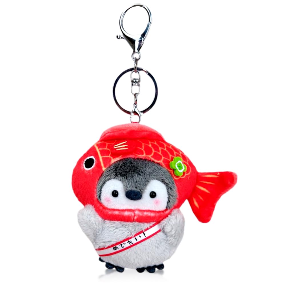 LGWJHCY Penguin Carp Plush Keychain, Penguin Shaped Keyring with Key Ring for Lanyard and Bag Pendant Colored, 12