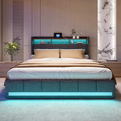 Doppel Bett 180x200 mit Matratze und Lattenrost, Boxspringbett 140x200, Doppelbett Polsterbett 160x200 mit Stauraum, Betten mit 4 Schubladen, LED und 2 USB, 1 type-c, ohne Matratze (grau, 140*200) Doppel Bett 180x200 mit Matratze und Lattenrost, Boxspringbett 140x200, Doppelbett Polsterbett 160x200 mit Stauraum, Betten mit 4 Schubladen, LED und 2 USB, 1 type-c, ohne Matratze (grau, 140*200)
