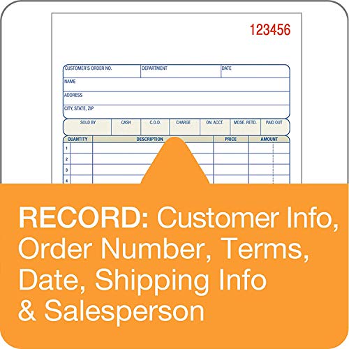 adams sales order book 3-part carbonless whitecanarypink 5-91634 x 8-71634 bound wraparound cover 50 sets per book 5 books 250 sets total tc5805